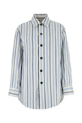 Bottega Veneta Striped Silk Shirt — Blue