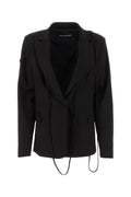 Andrea Adamo Draped Wool Blazer — Black