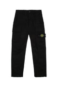 Stone Island Kids Compass Badge Cotton Cargo Pants — Black