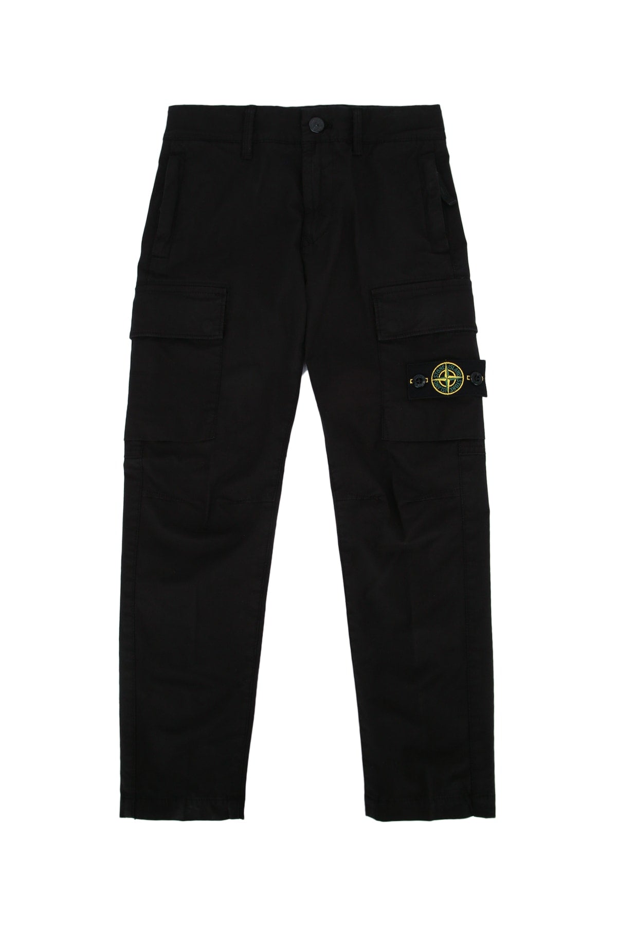Stone Island Kids Compass Badge Cotton Cargo Pants — Black