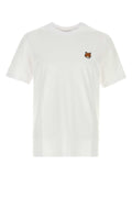 Maison Kitsune Logo-Embroidered Cotton T-Shirt — White