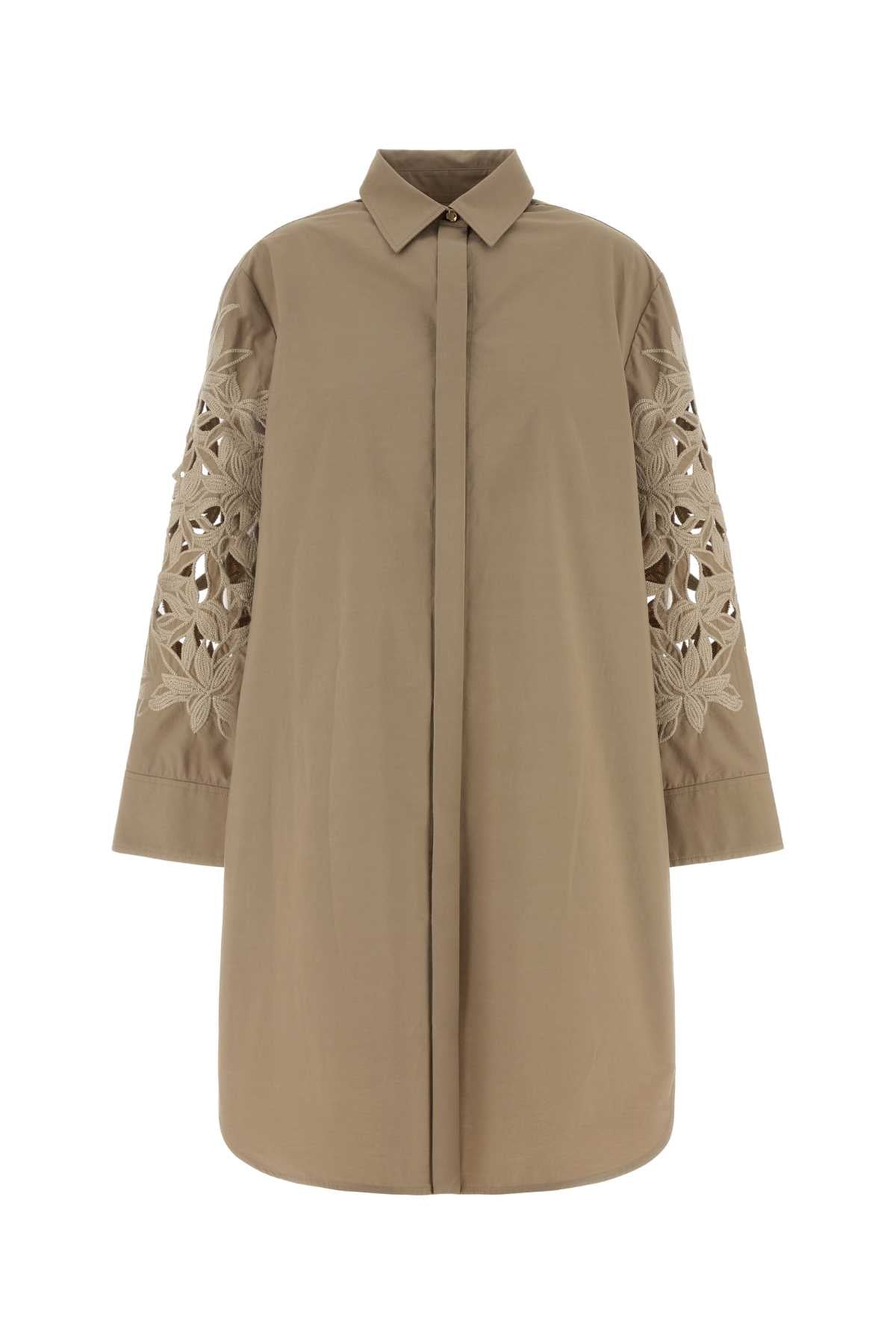 Agnona Dress Shirt Dress — Beige