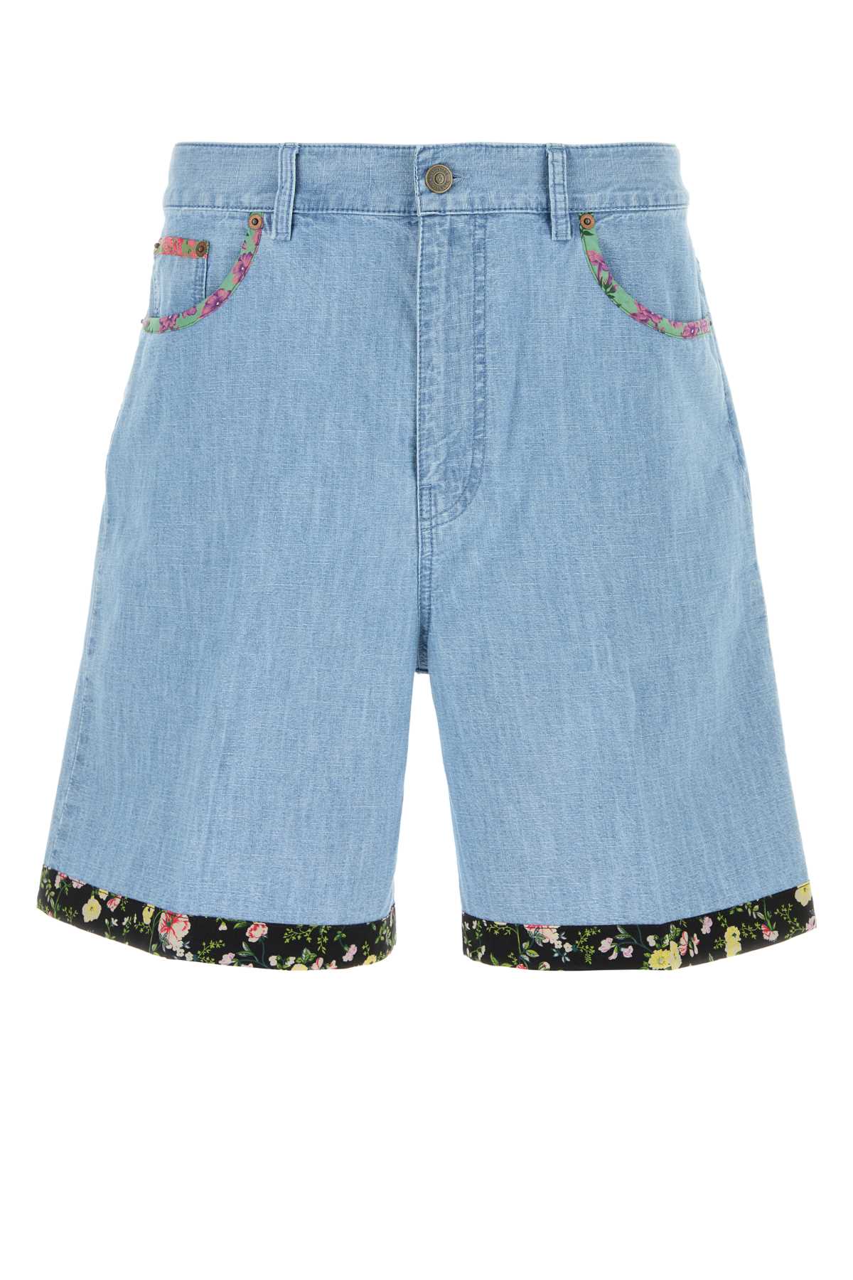 Valentino Garavani Denim Bermuda Shorts — Blue