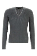 Fendi Neck Sweater — Gray