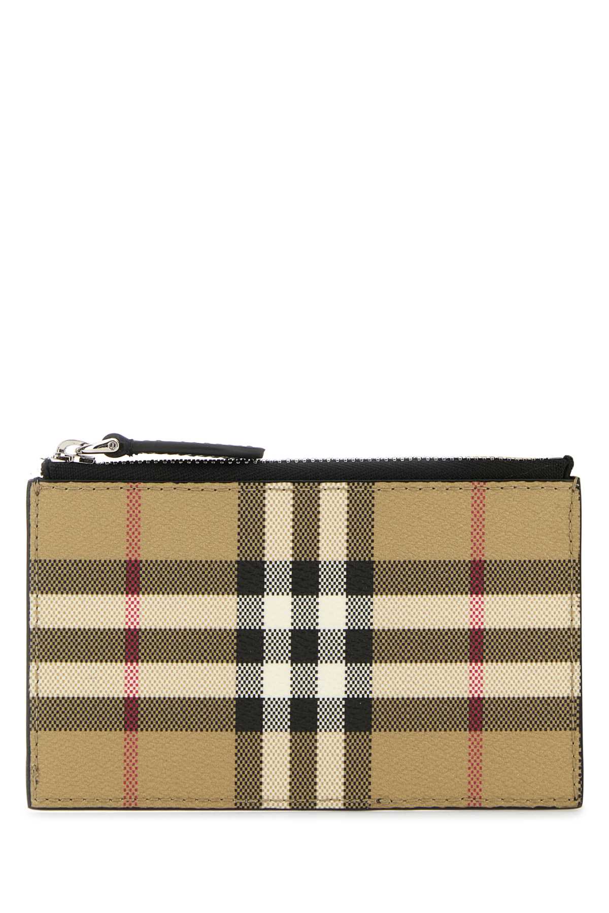 Burberry Printed Check Canvas Card Case — Beige
