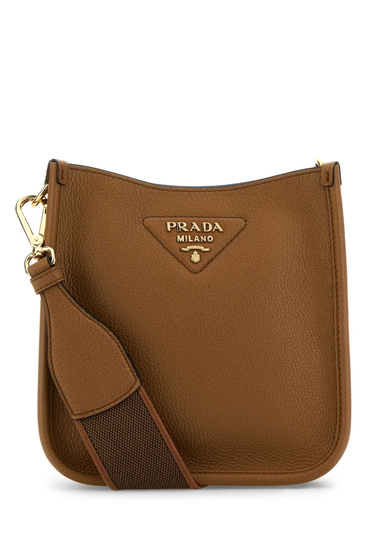 Prada Vitello Leather Crossbody Bag — Caramel