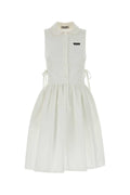 Miu Miu Cotton-Linen Shirt Dress Dress — White