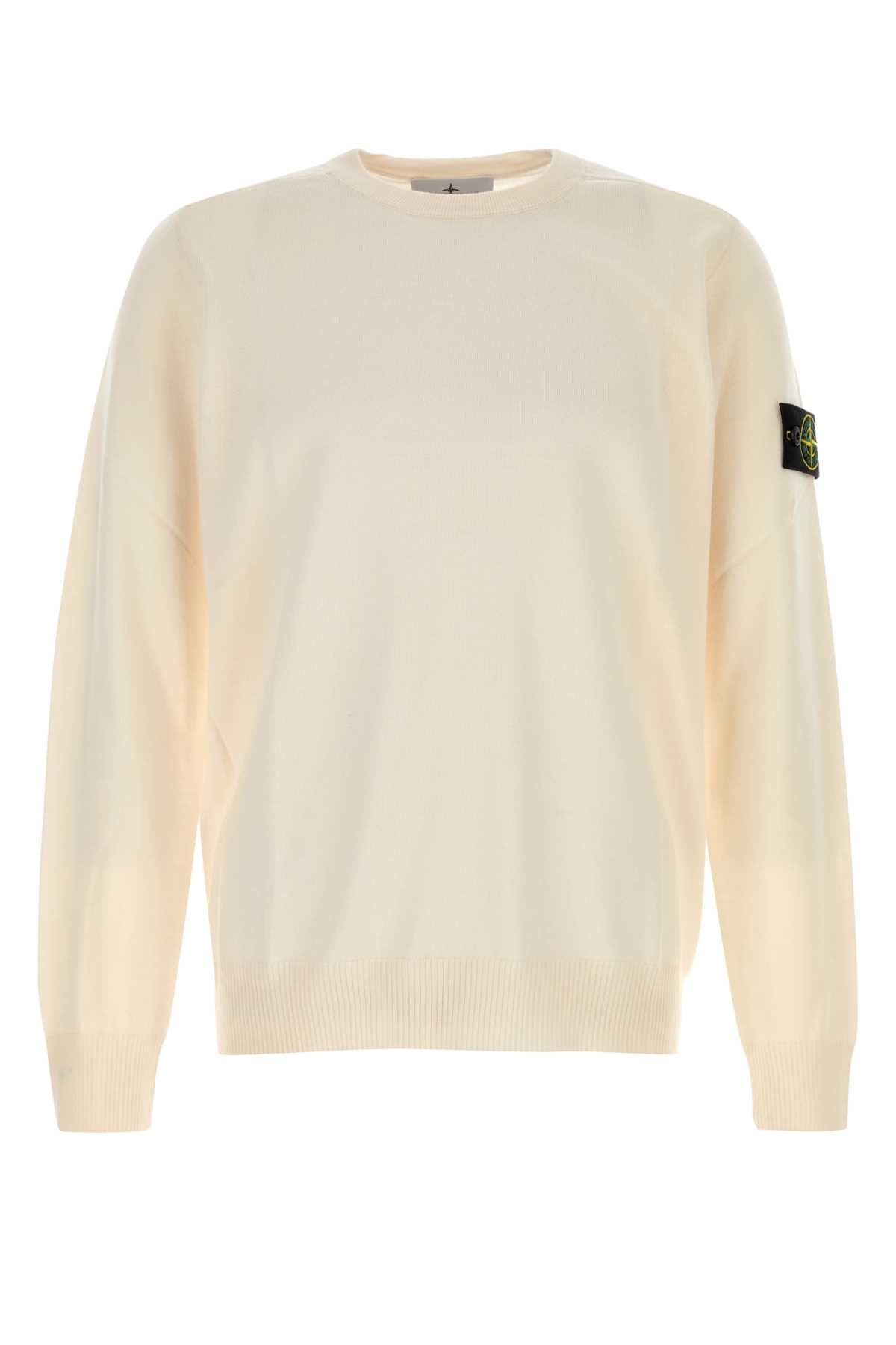 Stone Island Virgin Wool Crew-Neck Sweater — Ivory