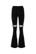 Nensi Dojaka Ripped Viscose Stretch Leggings — Black