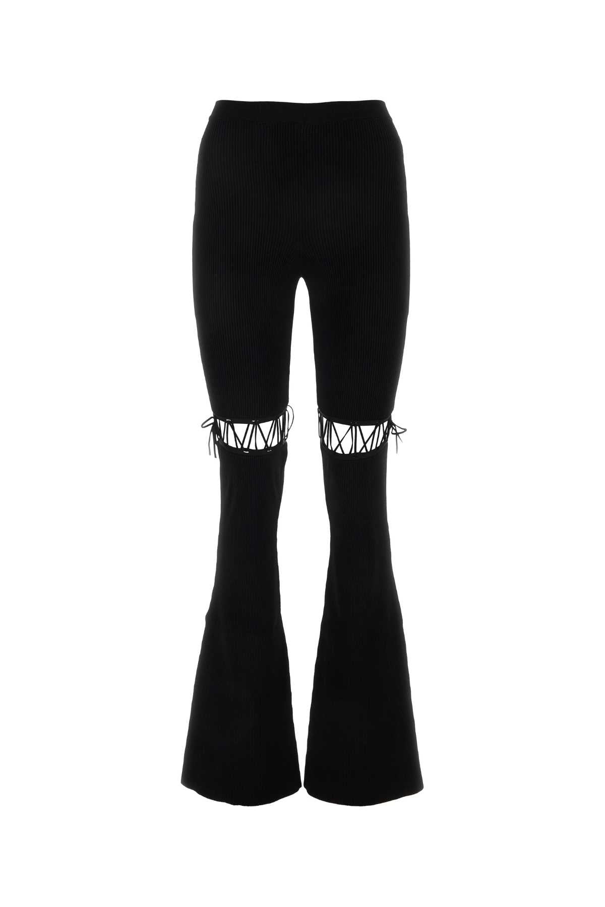 Nensi Dojaka Ripped Viscose Stretch Leggings — Black