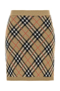 Burberry Argyle Wool Blend Mini Skirt — Beige