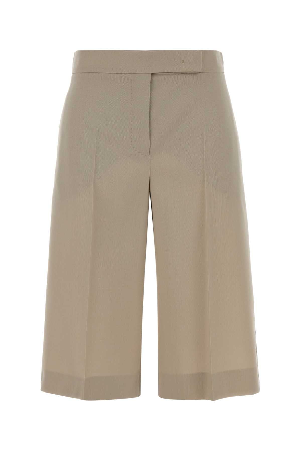 Max Mara Virgin Wool Blend Bermuda Shorts — Beige