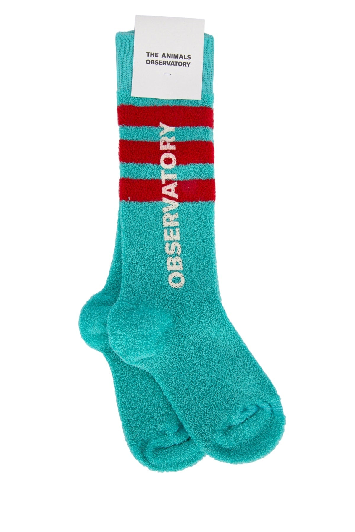 The Animals Observatory Striped Logo Socks — Turquoise
