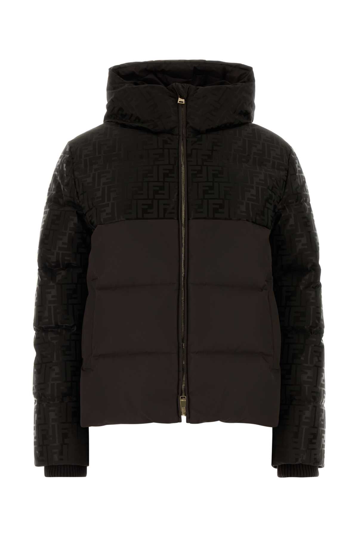 Fendi Jacquard Down Jacket — Black