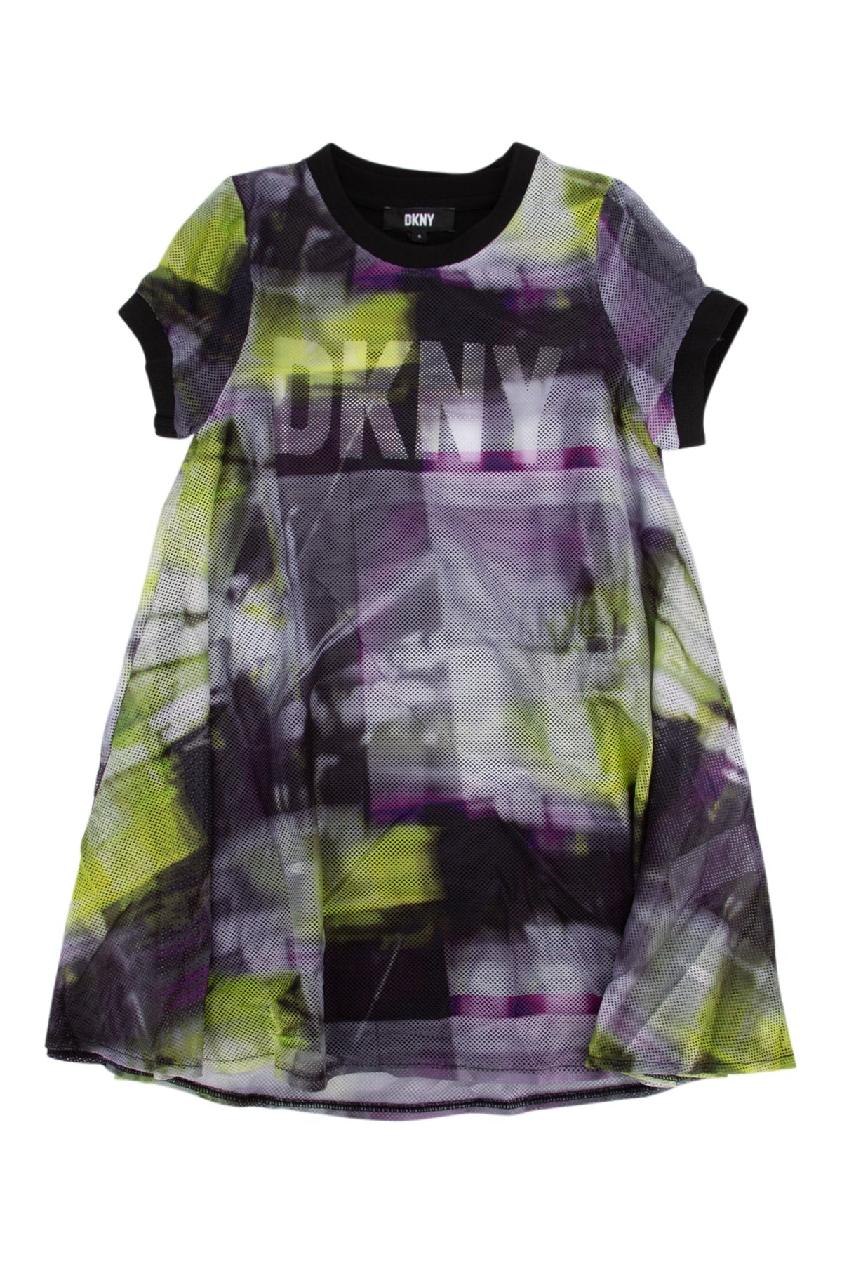 Dkny Junior Multicolor Abstract-Print Mesh Dress — Multicolor