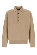 Jacquemus Merino Wool and Cashmere Polo Sweater — Beige