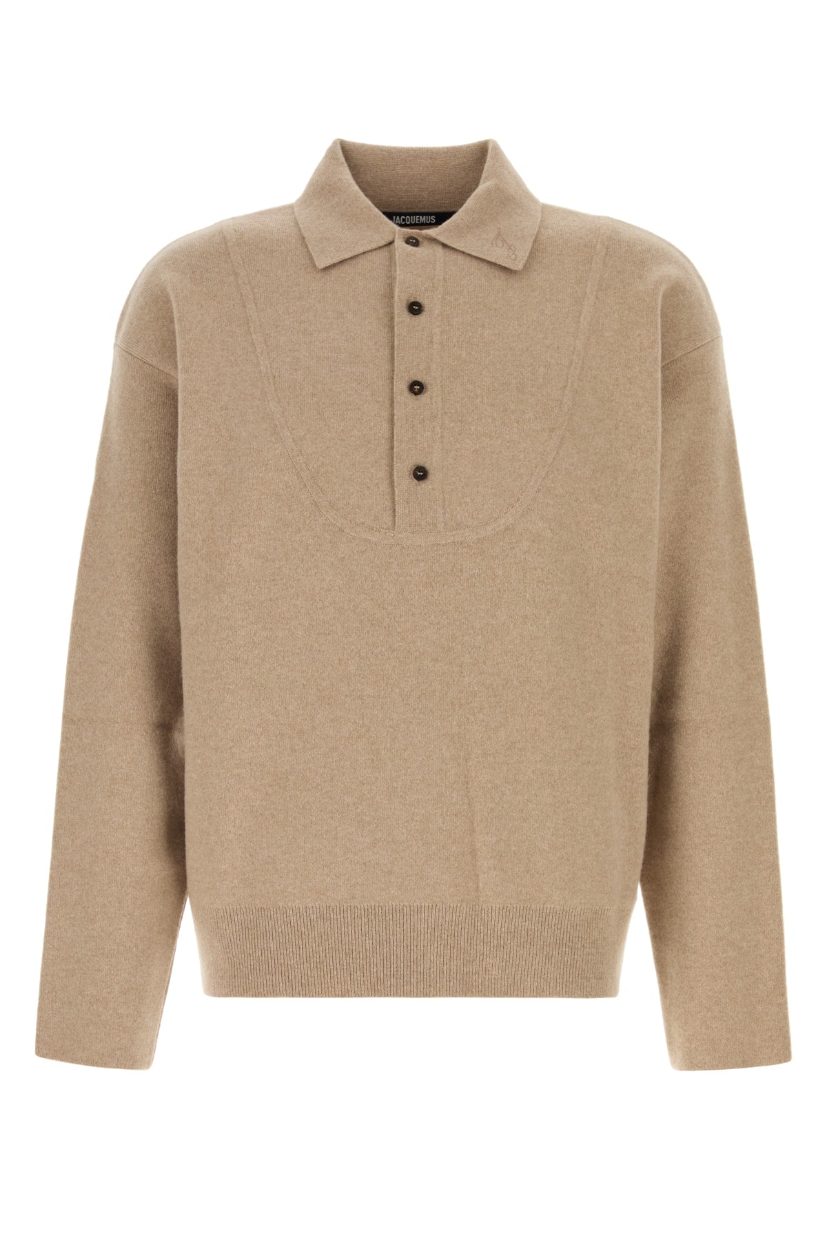 Jacquemus Merino Wool and Cashmere Polo Sweater — Beige