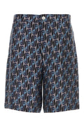 Fendi Printed Silk Bermuda Shorts — Blue