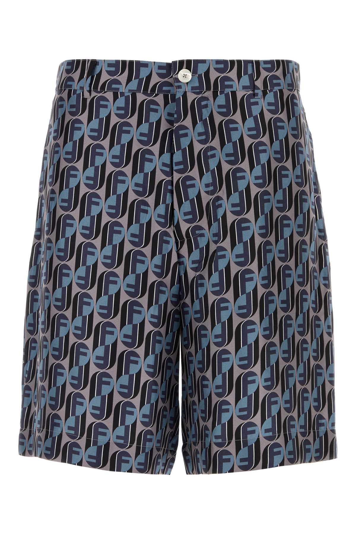 Fendi Printed Silk Bermuda Shorts — Blue