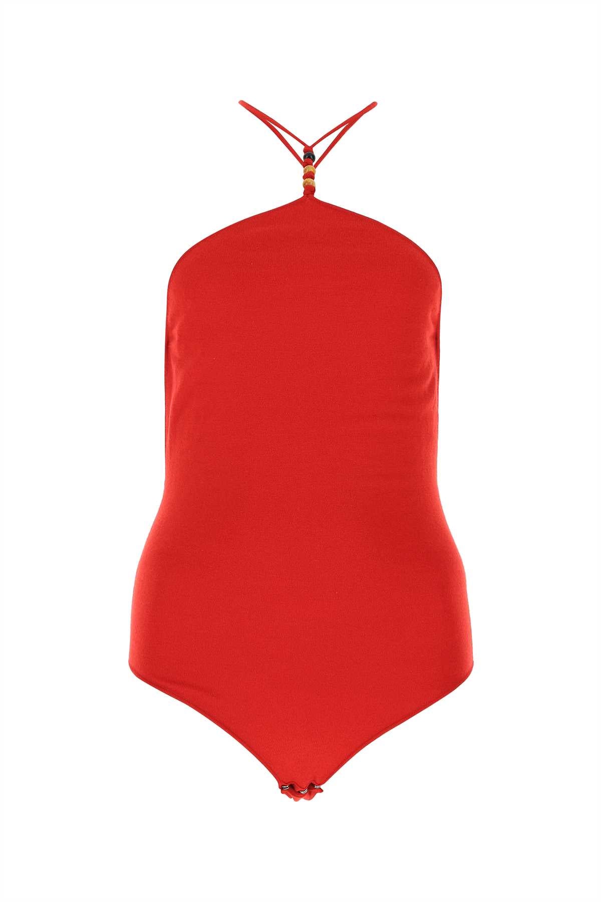 Bottega Veneta Stretch Cashmere Blend Bodysuit — Red