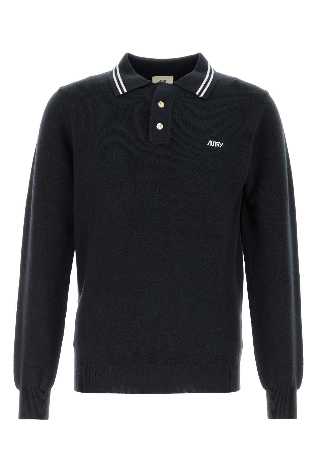 Autry Wool Polo Shirt — Navy