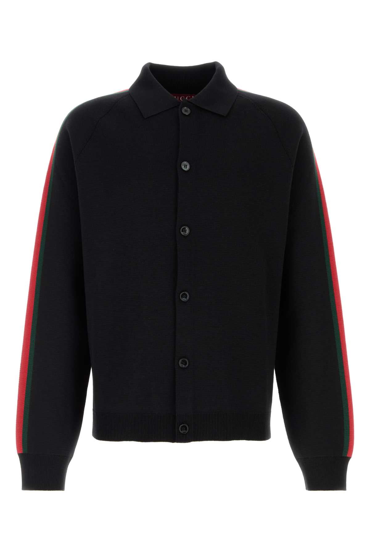 Gucci Wool Blend with Web Stripes Cardigan — Black