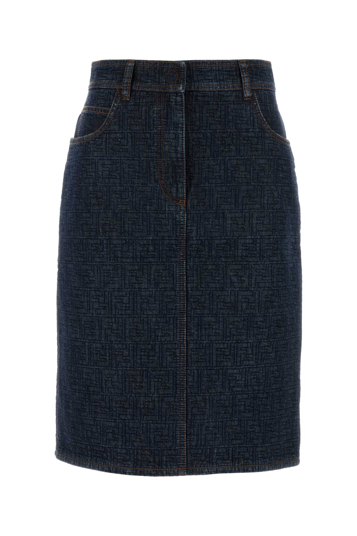 Falda de mezclilla acolchada Fendi — Azul marino
