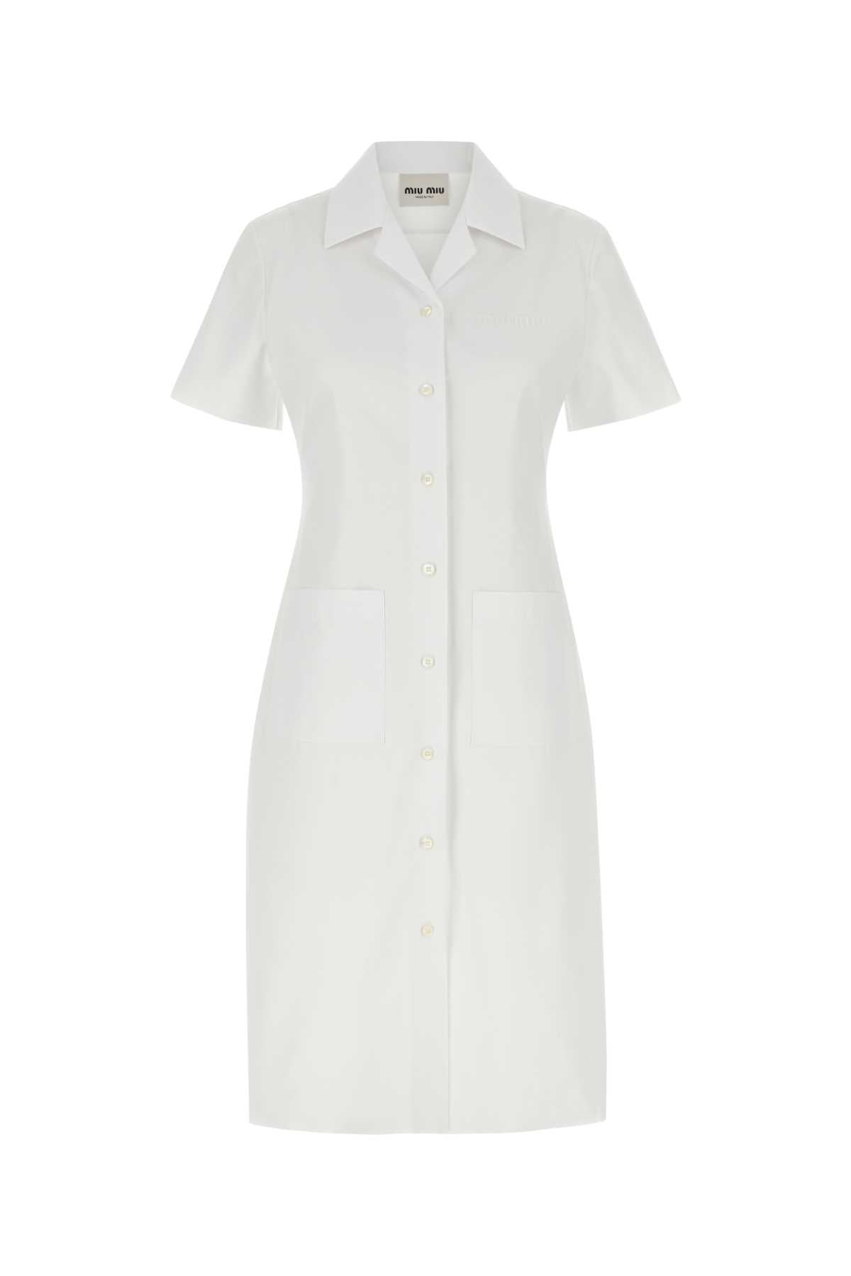 Miu Miu Poplin Shirt Dress — White