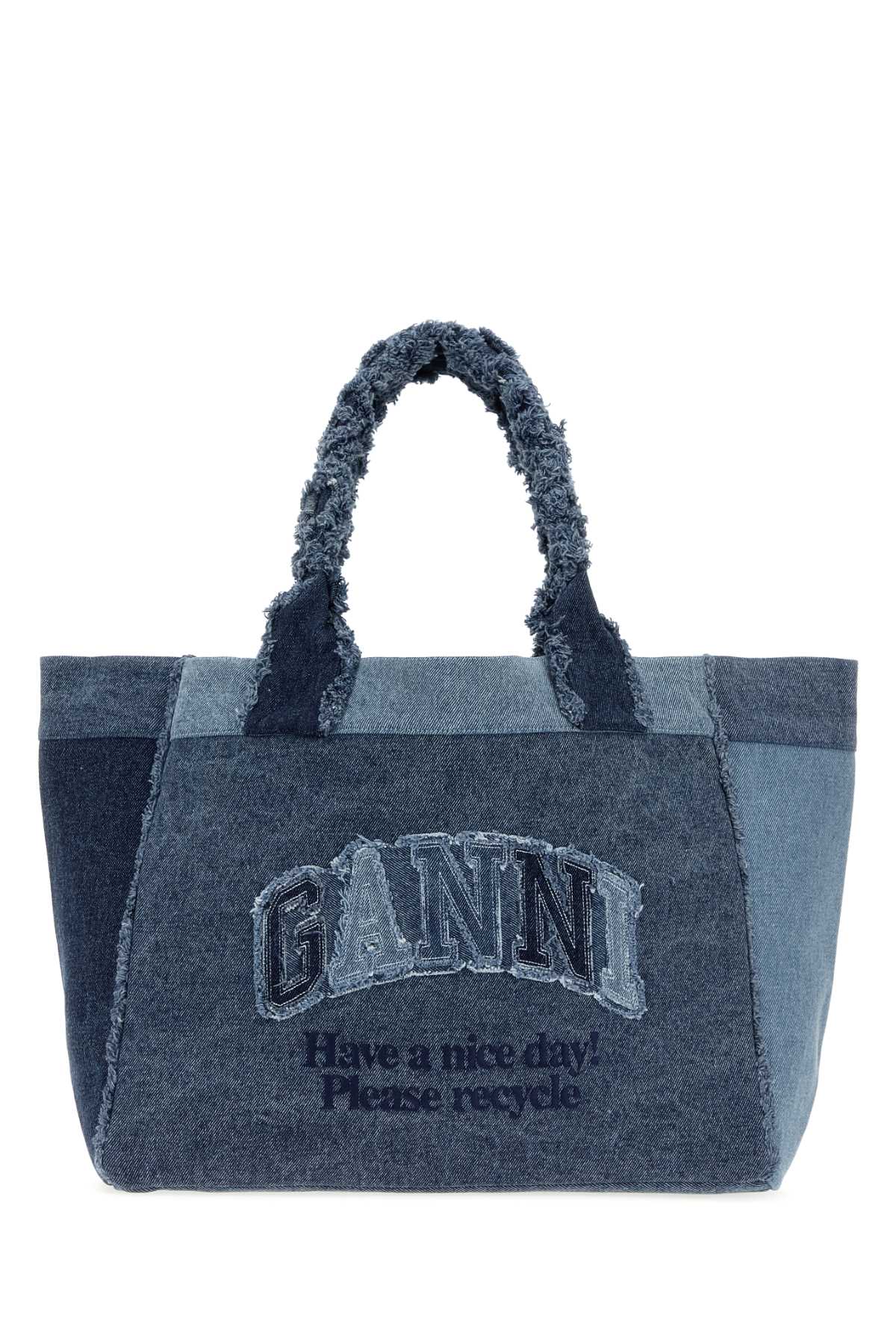 Ganni Trapeze Tote Bag — Blue