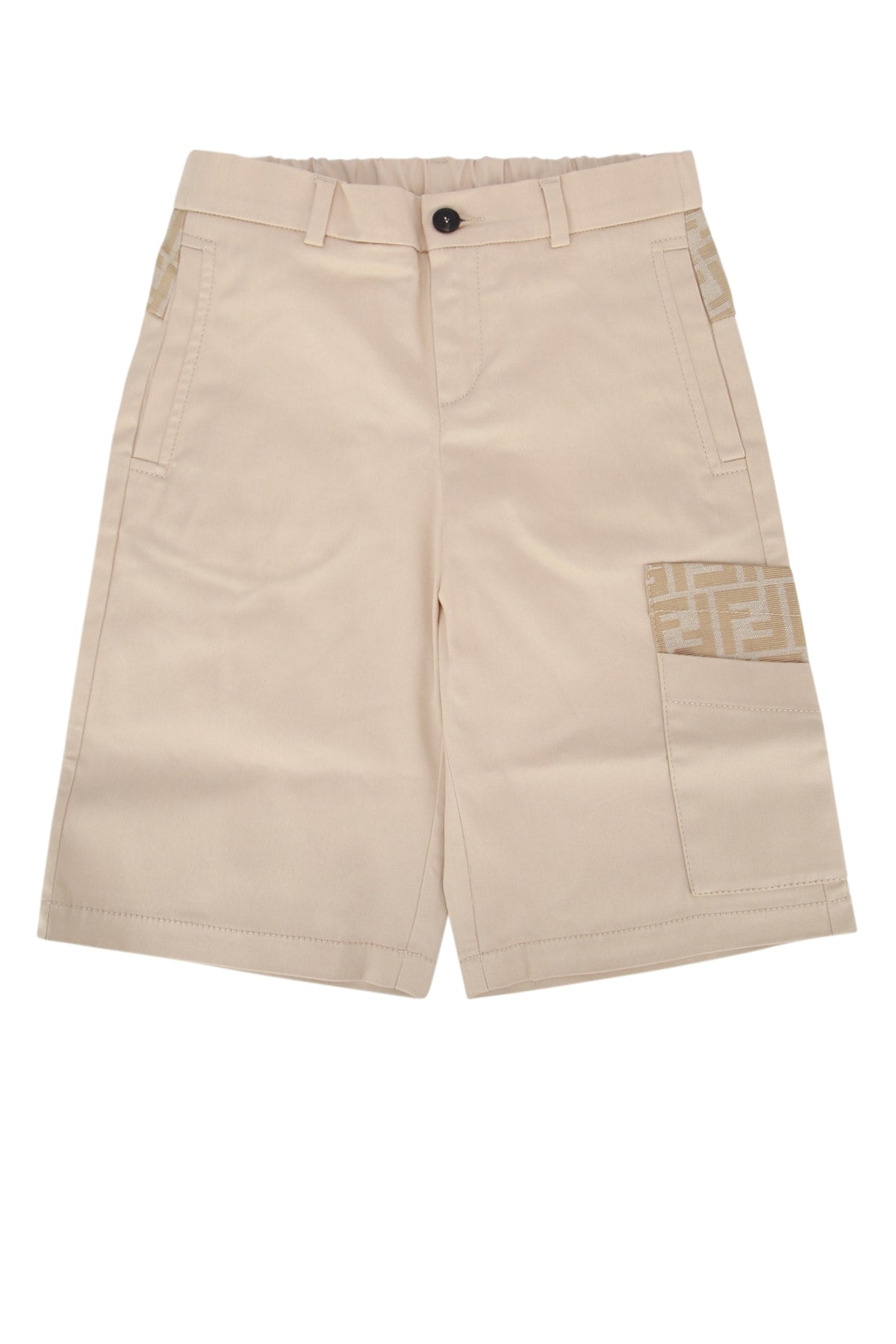 Fendi Kids Eavy Bermuda Shorts — Beige