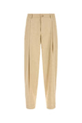 Dolce & Gabbana Sand Tweed Wide-Leg Trousers — Beige