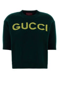 Suéter de lana Gucci con logo bordado - Verde