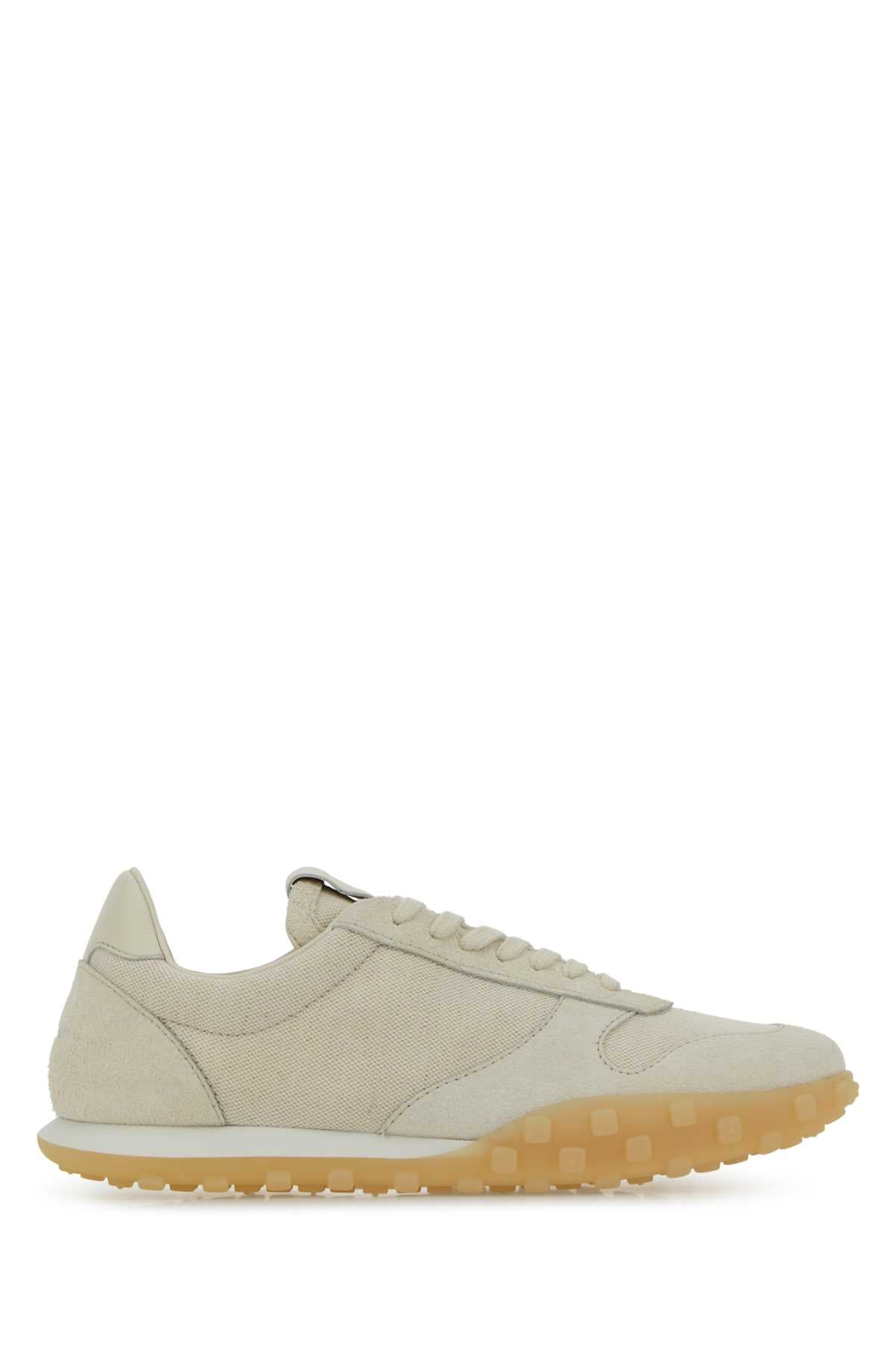 Jil Sander Canvas and Suede Sneakers — Cream