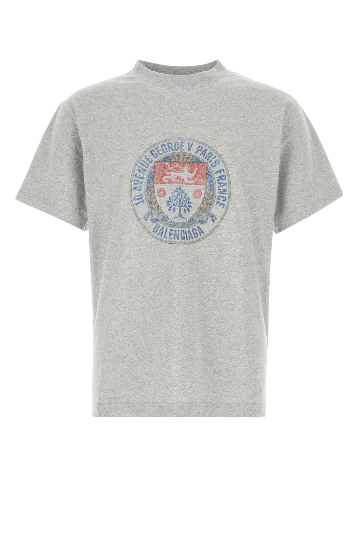 Balenciaga Logo-Embroidered T-Shirt — Gray