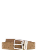 Dolce & Gabbana Ostrich-Embossed Leather Belt — Beige