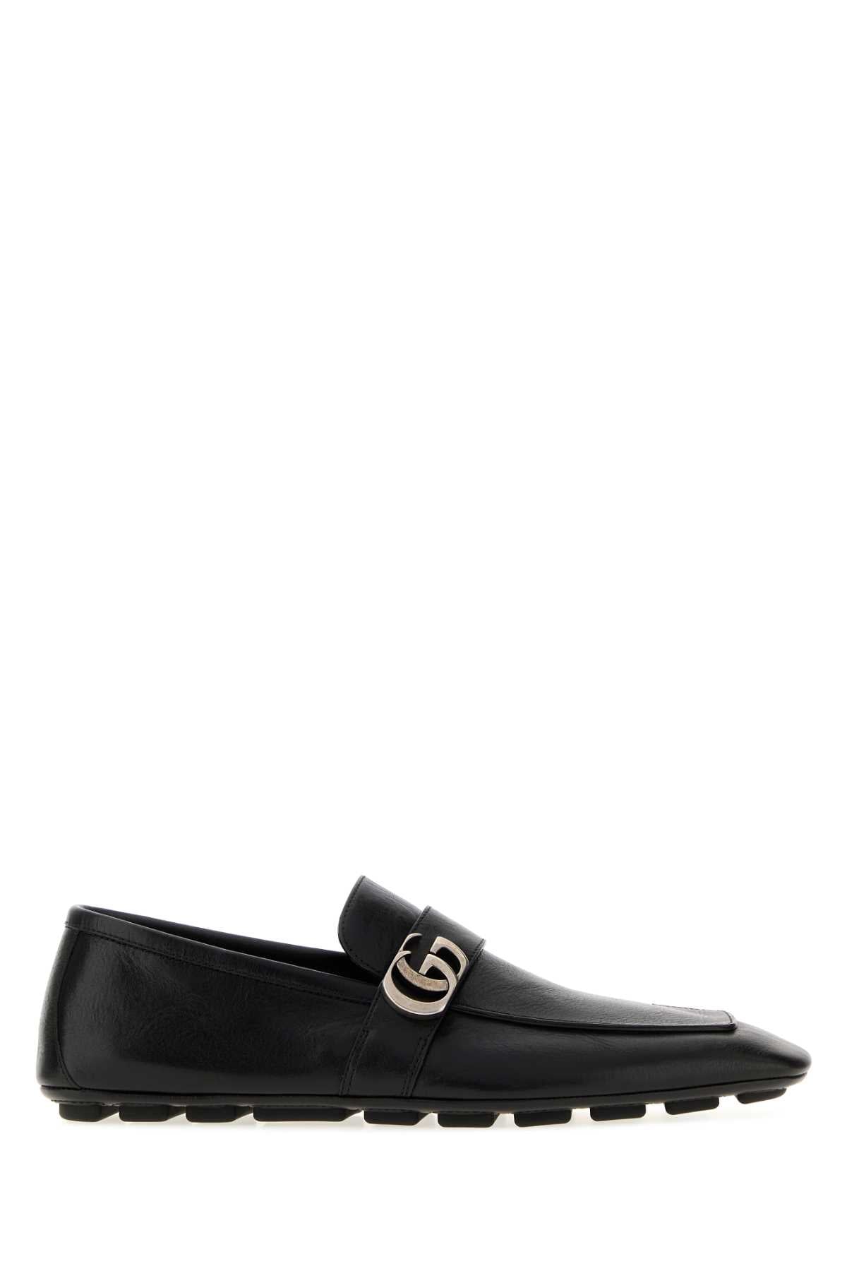 Gucci Leather Moccasin with GG Hardware Loafer — Black