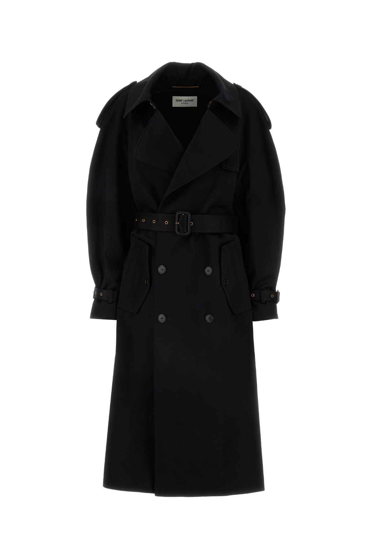 Saint Laurent Gabardine Trench Coat — Black