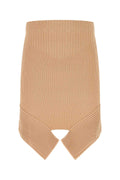 Andrea Adamo Ribbed Viscose Blend Skirt — Beige