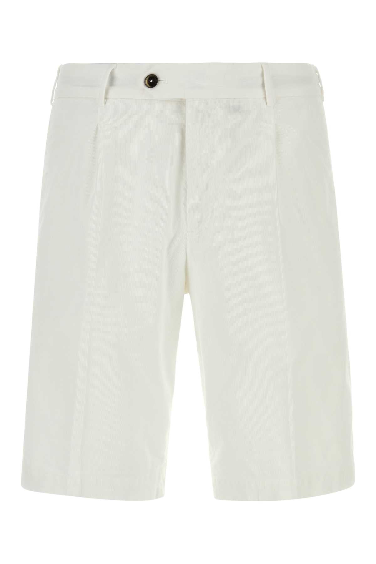 Pt Torino Stretch Corduroy Bermuda Shorts — White