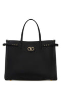 Valentino Garavani Leather Vlogo Signature Shoulder Bag — Black