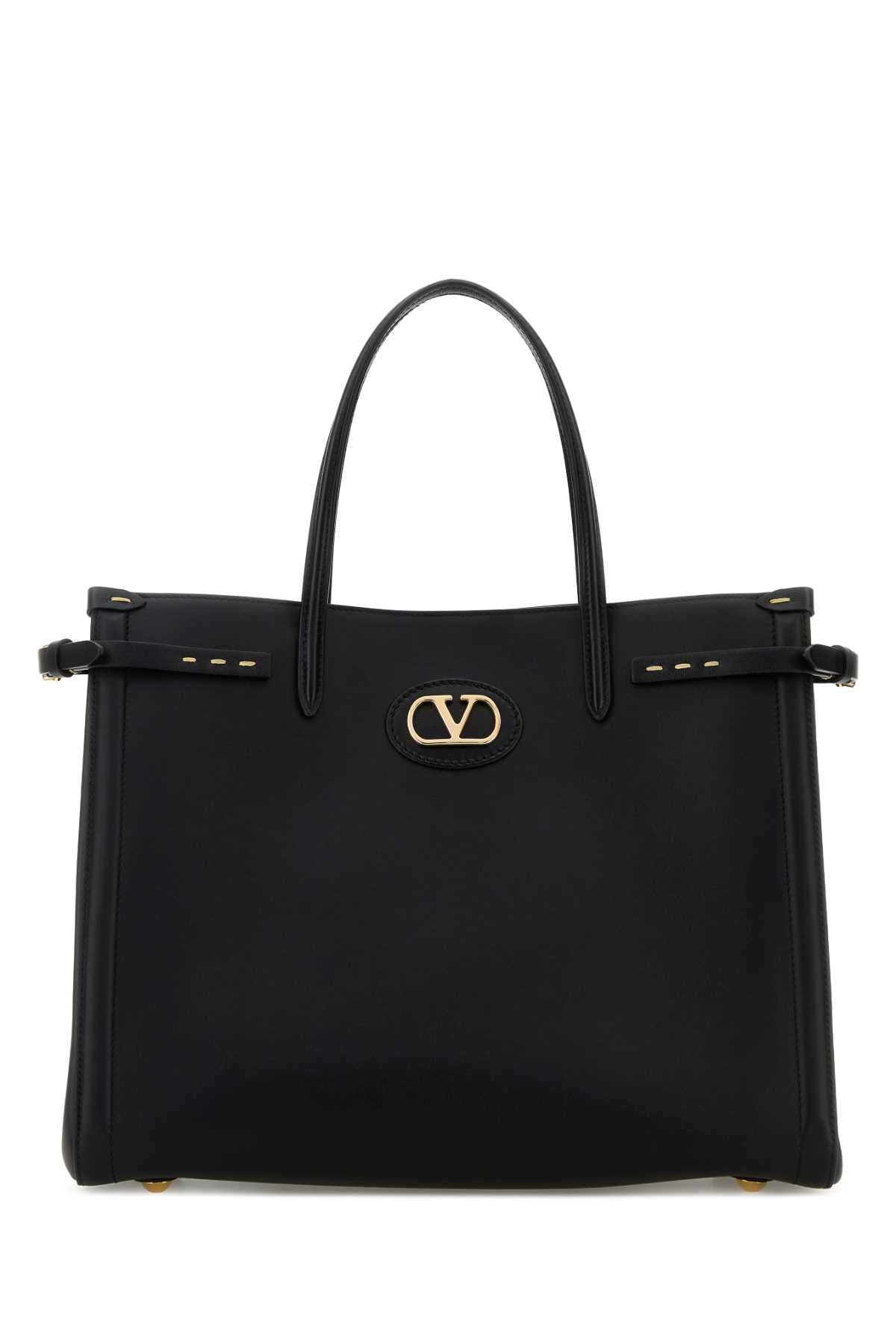 Valentino Garavani Leather Vlogo Signature Shoulder Bag — Black