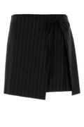 Sportmax Pinstriped Wool Skirt — Black