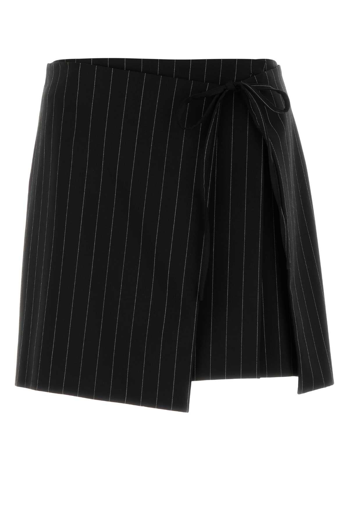 Sportmax Pinstriped Wool Skirt — Black