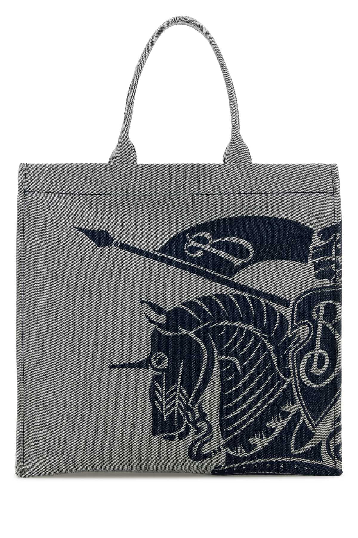 Burberry Embroidered Canvas Tote Bag — Gray