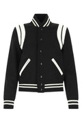 Saint Laurent Wool Blend Bomber Jacket — Black
