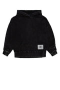 Dkny Junior Denim-Washed Cotton Hoodie — Black