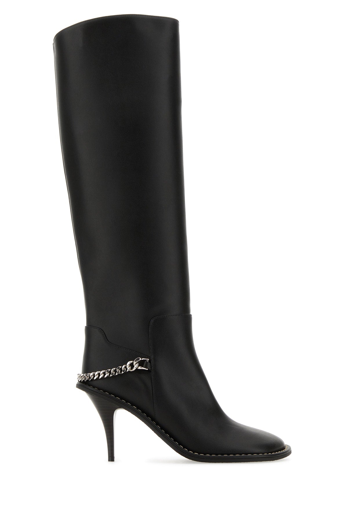 Stella McCartney Chain-Trimmed Leather Boot — Black