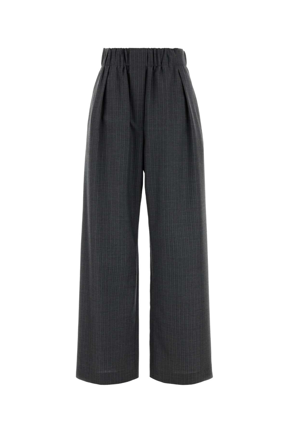Jil Sander Wool Wide-Leg Trousers — Gray