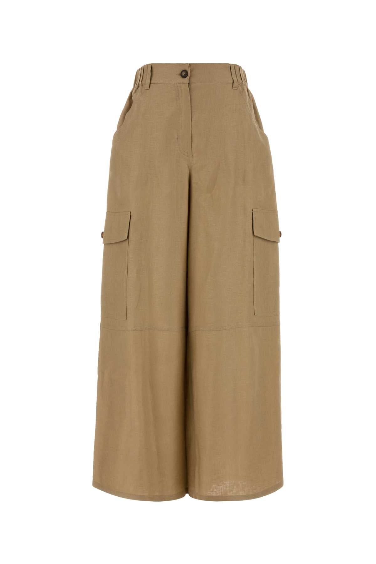 Weekend Linen Cargo Pants — Beige