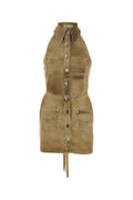 Blumarine Denim Halter Dress — Beige